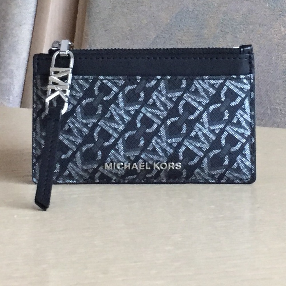 Michael Kors Empire Black Silver Card Case